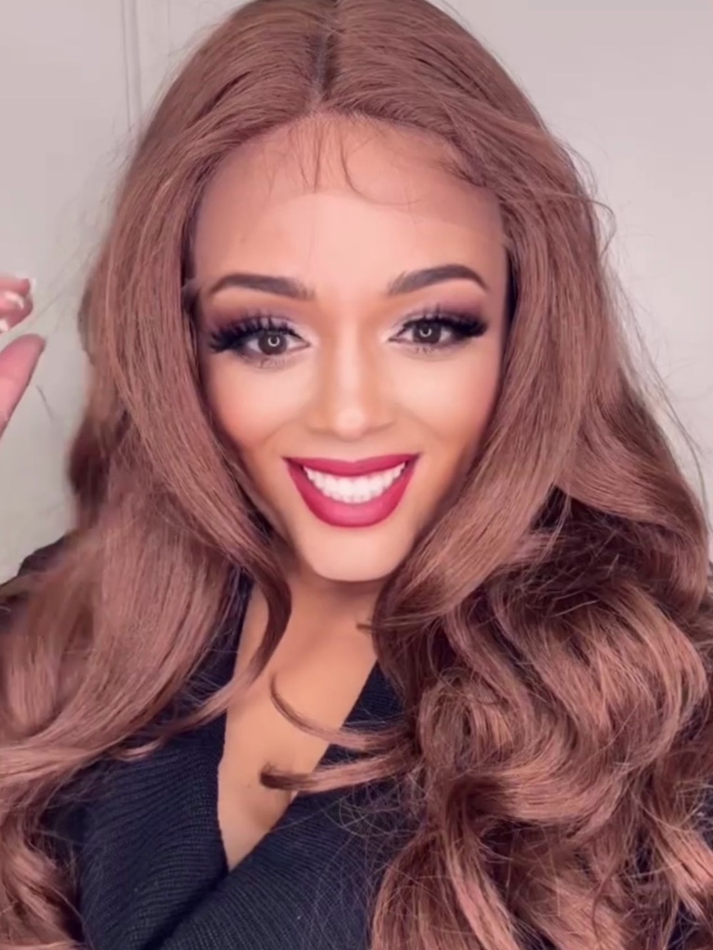 Premium Long Wavy Lace Front Wig - Chestnut Brown